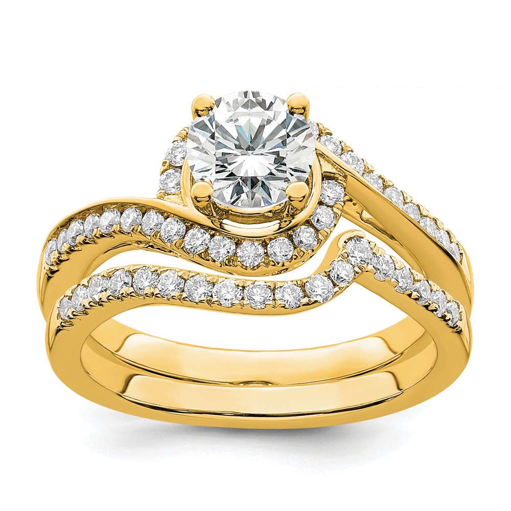 14k 1/3 carat Lab Grown Diamond VS/SI+ G+ 3/4 carat Round Center Semi Mount Engagement Ring (RM2406E-075-7YLG)