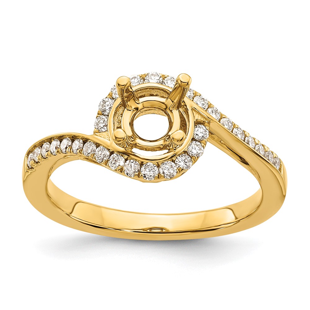 14k 1/3 carat Lab Grown Diamond VS/SI+ G+ 3/4 carat Round Center Semi Mount Engagement Ring (RM2406E-075-7YLG)