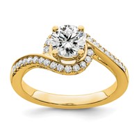 14K Yellow Gold 0.33 Carat Lab Grown Diamond VS SI+ G+ 0.75 Carat Round Center Semi Mount Engagement Ring view 1