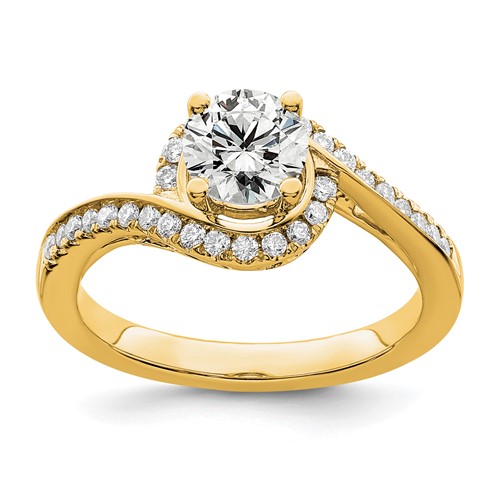 14K Yellow Gold 0.33 Carat Lab Grown Diamond VS SI+ G+ 0.75 Carat Round Center Semi Mount Engagement Ring