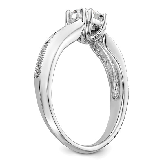 14k White Gold Diamond Round Semi-mount By-Pass Engagement Ring