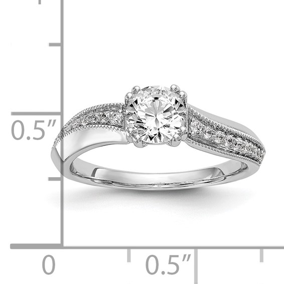 14k White Gold Diamond Round Semi-mount By-Pass Engagement Ring
