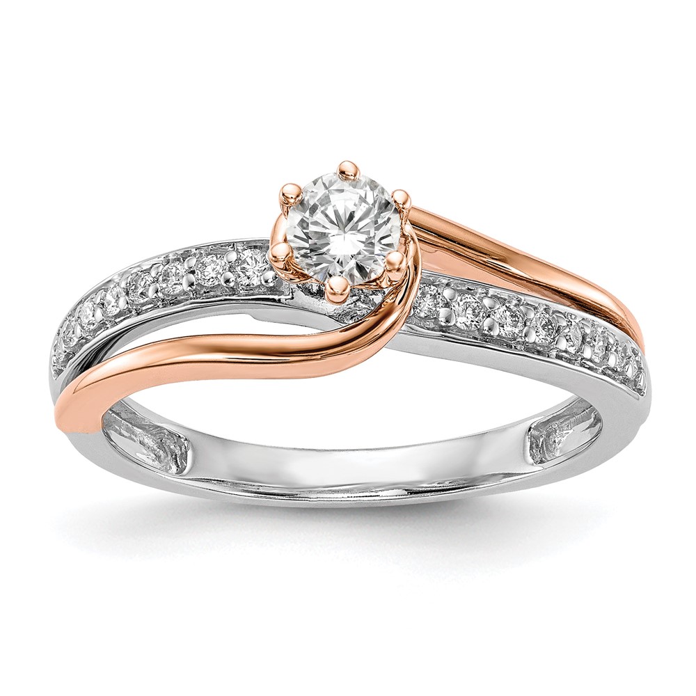 10K Two-Tone Rose and White Gold 0.38 Carat Lab Grown Diamond VS SI Complete By-Pass Engagement Ring