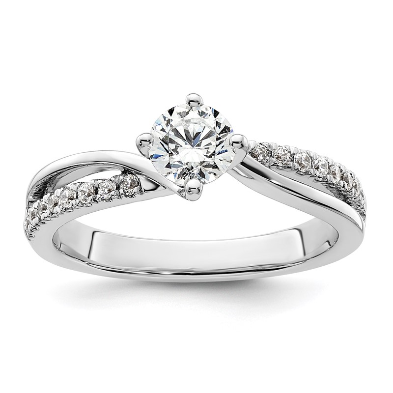 14k White Gold 1/2 carat Lab Grown Diamond VS/SI+ G+ Round Complete Engagement Ring