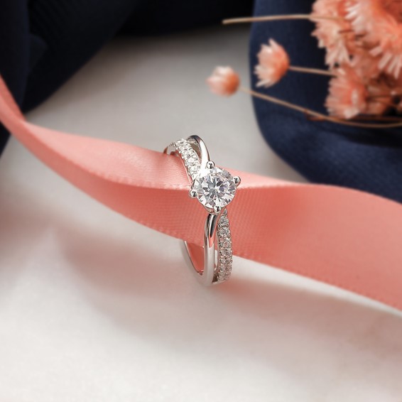 Diamond Round By-Pass Engagement Rings