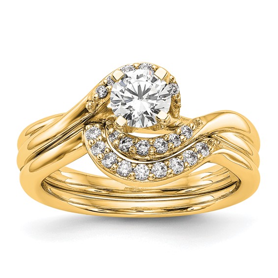 14k Peg Set Diamond Semi-mount By-Pass Engagement Ring