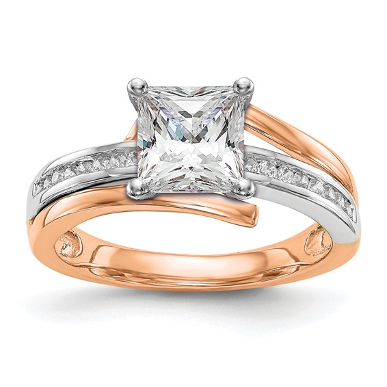 Peg Set Diamond Semi-mount By-Pass Engagement Rings
