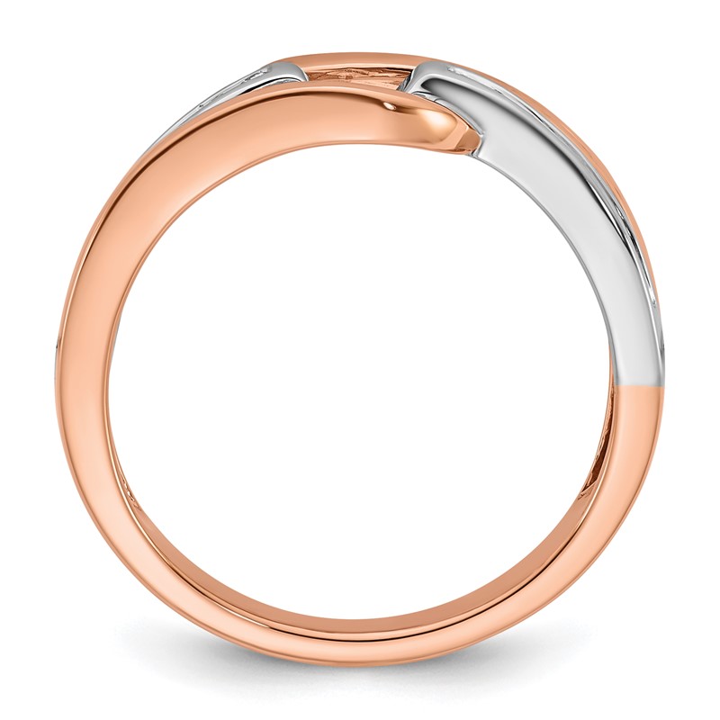 14k Two-Tone Rose and White Gold 7/8 carat Lab Grown Diamond VS/SI Semi Mount By-Pass Peg Set Engagement Ring