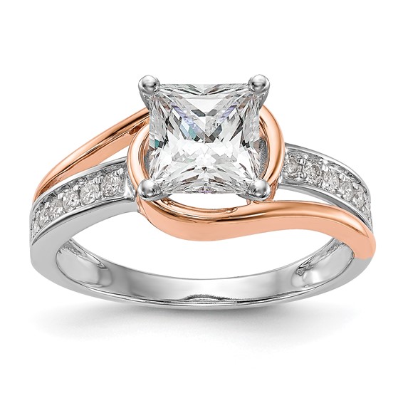 Peg Set Diamond Semi-mount By-Pass Engagement Rings