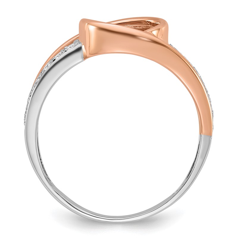 14k Two-Tone Rose and White Gold 1/6 carat Lab Grown Diamond VS/SI+ G+ Semi Mount Peg Set Engagement Ring