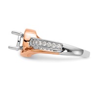 14K Two-Tone Rose and White Gold 0.17 Carat Lab Grown Diamond VS SI+ G+ Semi Mount Peg Set Engagement Ring view 3