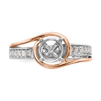 14K Two-Tone Rose and White Gold 0.17 Carat Lab Grown Diamond VS SI+ G+ Semi Mount Peg Set Engagement Ring view 5