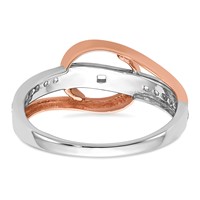 14K Two-Tone Rose and White Gold 0.17 Carat Lab Grown Diamond VS SI+ G+ Semi Mount Peg Set Engagement Ring view 5