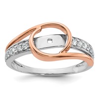 14K Two-Tone Rose and White Gold 0.17 Carat Lab Grown Diamond VS SI+ G+ Semi Mount Peg Set Engagement Ring view 1