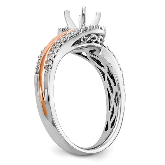 Peg Set Diamond Semi-mount By-Pass Engagement Rings