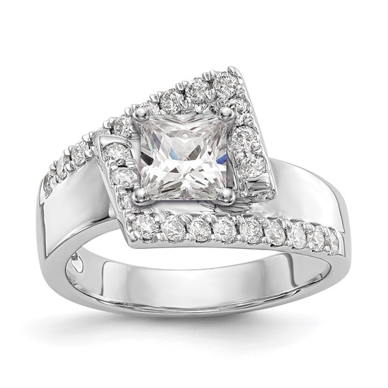 Peg Set Diamond Semi-mount By-Pass Engagement Rings