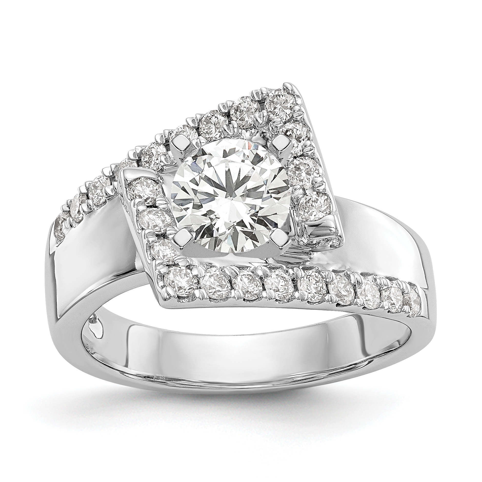 14k White Gold 1/2 carat Lab Grown Diamond VS/SI+ G+ Semi-Mount Pet Set Engagement Ring (RM2491E-050-7WLG)
