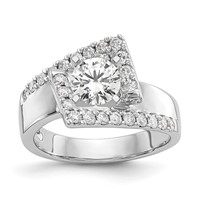 14K White Gold 0.50 Carat Lab Grown Diamond VS SI+ G+ Semi-Mount Pet Set Engagement Ring view 1