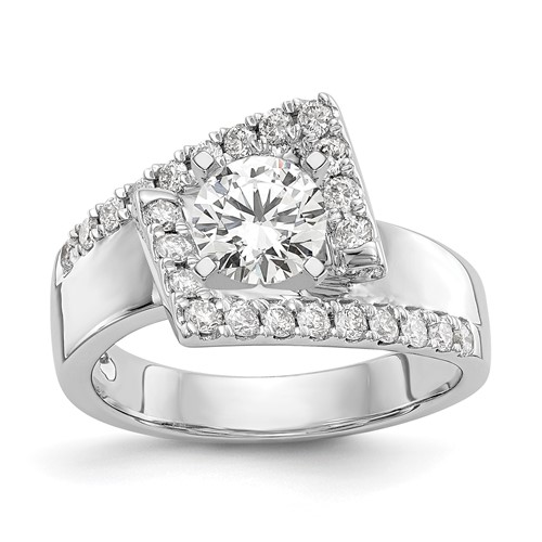 14K White Gold 0.50 Carat Lab Grown Diamond VS SI+ G+ Semi-Mount Pet Set Engagement Ring