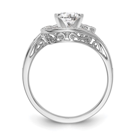 14k White Gold By-Pass Peg Set Engagement Ring Mounting