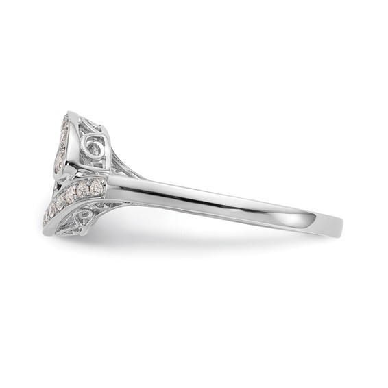 14k White Gold By-Pass Peg Set Engagement Ring Mounting