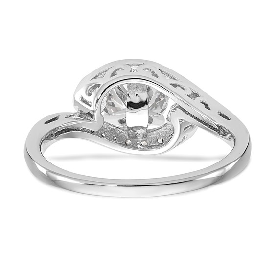 14k White Gold By-Pass Peg Set Engagement Ring Mounting