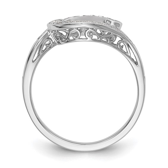 14k White Gold By-Pass Peg Set 1/4 carat Diamond Semi-mount Engagement Ring