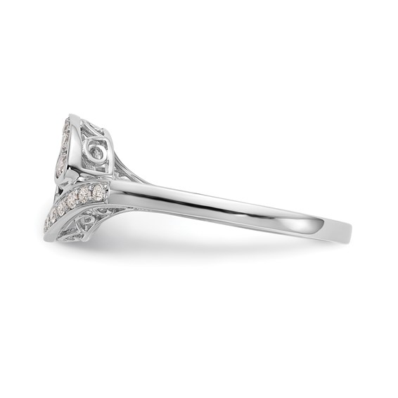 14k White Gold By-Pass Peg Set 1/4 carat Diamond Semi-mount Engagement Ring