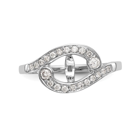 14k White Gold By-Pass Peg Set 1/4 carat Diamond Semi-mount Engagement Ring
