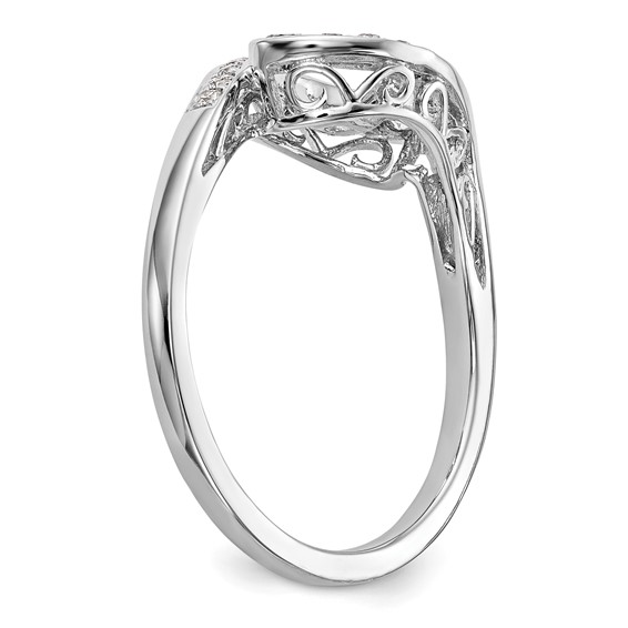 14k White Gold By-Pass Peg Set 1/4 carat Diamond Semi-mount Engagement Ring