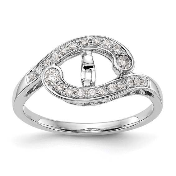 14k White Gold By-Pass Peg Set 1/4 carat Diamond Semi-mount Engagement Ring