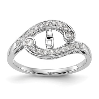14k White Gold By-Pass Peg Set 1/4 carat Diamond Semi-mount Engagement Ring