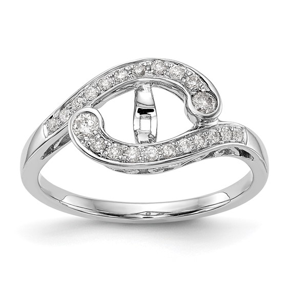 14k White Gold By-Pass Peg Set 1/4 carat Diamond Semi-mount Engagement Ring
