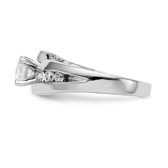 14k White Gold Peg Set Diamond Semi-mount By-Pass Engagement Ring