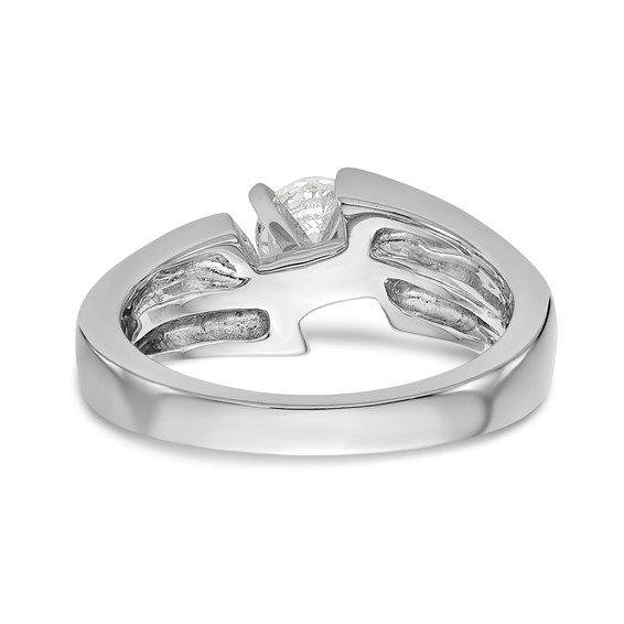 14k White Gold Peg Set Diamond Semi-mount By-Pass Engagement Ring