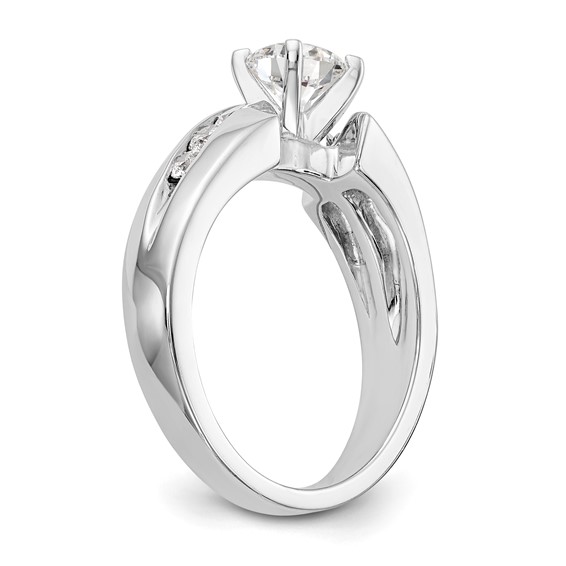 14k White Gold Peg Set Diamond Semi-mount By-Pass Engagement Ring