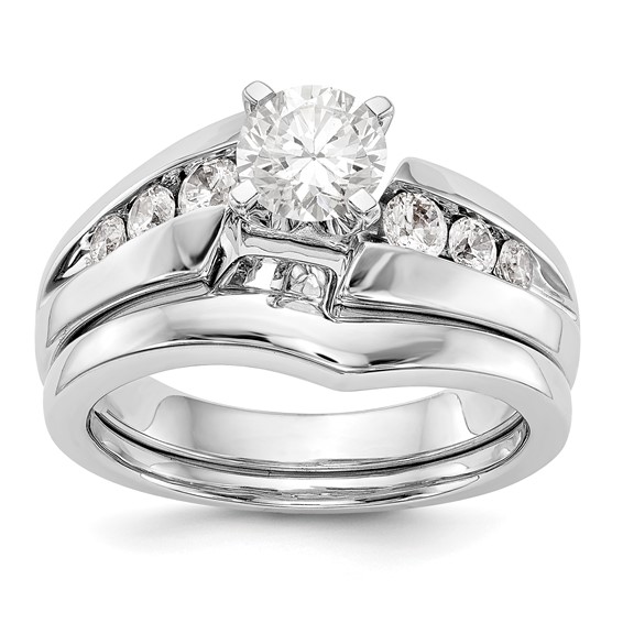 14k White Gold Peg Set Diamond Semi-mount By-Pass Engagement Ring