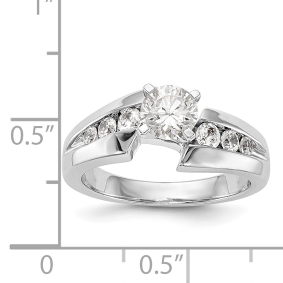 14k White Gold Peg Set Diamond Semi-mount By-Pass Engagement Ring