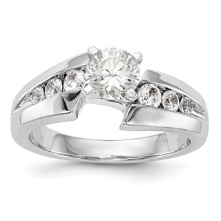 14k White Gold Peg Set Diamond Semi-mount By-Pass Engagement Ring
