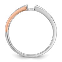 14K Two-tone Rose and White Gold 0.10 Carat Lab Grown Diamond VS SI+ G+ Semi Mount By-Pass Peg Set Engagement Ring view 3