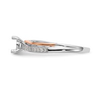 14K Two-tone Rose and White Gold 0.10 Carat Lab Grown Diamond VS SI+ G+ Semi Mount By-Pass Peg Set Engagement Ring view 4