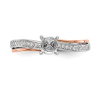 14K Two-tone Rose and White Gold 0.10 Carat Lab Grown Diamond VS SI+ G+ Semi Mount By-Pass Peg Set Engagement Ring view 5