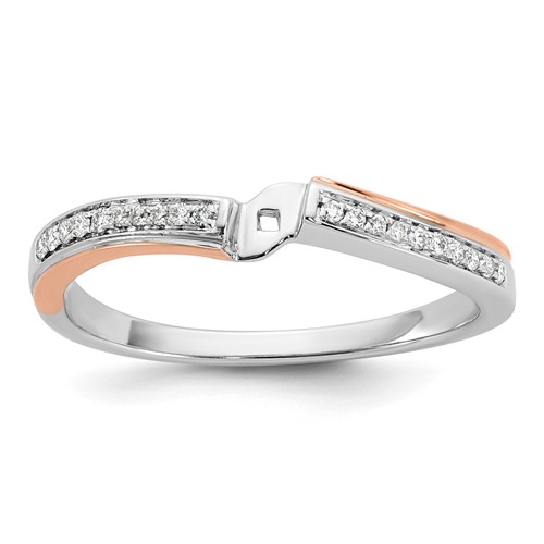 14K Two-tone Rose and White Gold 0.10 Carat Lab Grown Diamond VS SI+ G+ Semi Mount By-Pass Peg Set Engagement Ring