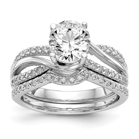 Diamond Round Semi-mount Criss-Cross Engagement Rings