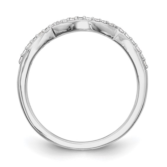 14k White Gold 1/8 carat Diamond Contoured Complete Wedding Band