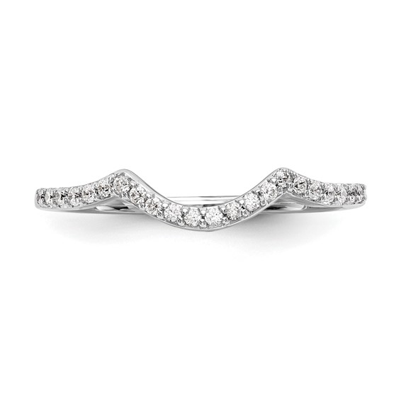 14k White Gold 1/8 carat Diamond Contoured Complete Wedding Band