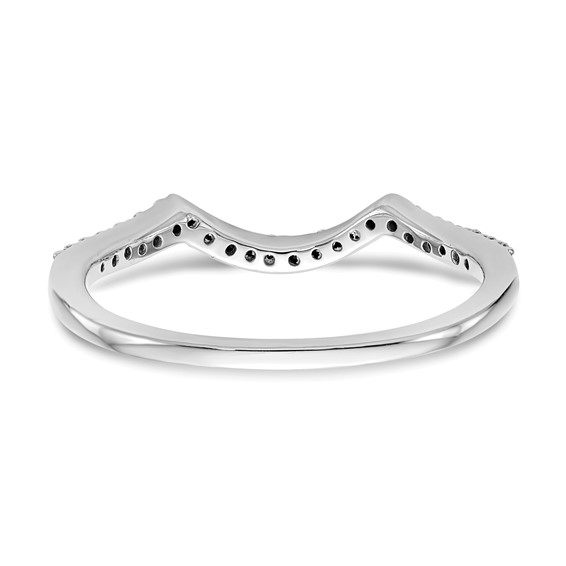 14k White Gold 1/8 carat Diamond Contoured Complete Wedding Band
