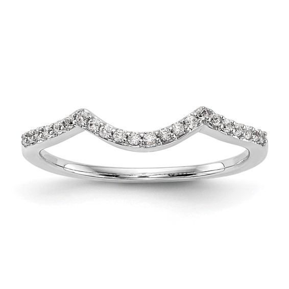 14k White Gold 1/8 carat Diamond Contoured Complete Wedding Band