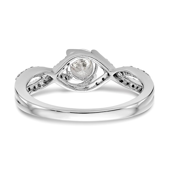 14k White Gold Round Criss-Cross Engagement Ring Mounting