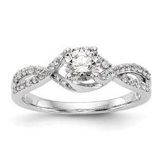 14k White Gold Round Criss-Cross Engagement Ring Mounting